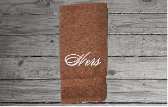 Brown hand towels - Bride and Groom gift -  embroidered his and hers bath hand towel set - personalized wedding gift - bridal shower gift - home decor - Borgmanns Creations 3