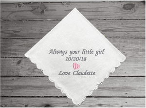 Gift for mom from daughter - embroidered handkerchief makes the perfect gift for mom for Mother's Day, birthday, wedding.  - Cotton handkerchief has scalloped edges 11" x 11" - Borgmanns Creations -2