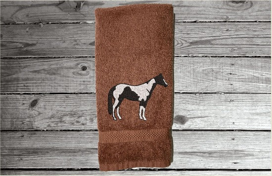 Brown bath hand towel Luxury terry towel soft an absorbent, western home decor, personalized with name. Horse lovers gift for your bathroom decor or kitchen decor for custom housewarming gift, birthday gift, or work towel in the barn - Borgmanns Creations 