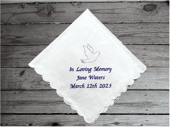 Remembrance handkerchief, a personalized white cotton handkerchief 11