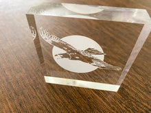 Load image into Gallery viewer, Laser engraved eagle etching - great gift for mom or dad - paper weight, birthday present, fathers day gift, special occasion, stocking stuffer, etc. - 3 inch x 3 inch 3/4 inch thick acrylic - free standing - Borgmanns Creations - 2

