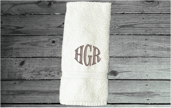 White hand towel personalized monogram wedding gift. Cotton terry towel soft and absorbent 16" x 27". Home decor gift for mom farmhouse decor bathroom or kitchen. Monogrammed Initials hand towel for the new couple, anniversary present for parents, housewarming gift for family or friends - Borgmanns Creations - 4