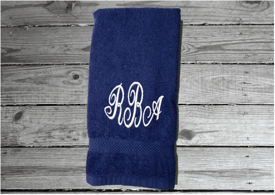 Blue bathroom hand towel - monogram wedding shower gift - personalized soft cuddly gift - bathroom or kitchen decor - housewarming home decor - gift for friend or family - Borgmanns Creations 2