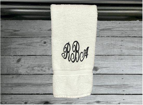 White bathroom hand towel - monogram wedding shower gift - personalized soft cuddly gift - bathroom or kitchen decor - housewarming home decor - gift for friend or family - Borgmanns Creations 4