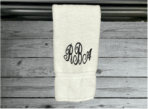 White bathroom hand towel - monogram wedding shower gift - personalized soft cuddly gift - bathroom or kitchen decor - housewarming home decor - gift for friend or family - Borgmanns Creations 4