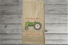 Load image into Gallery viewer, Beige hand towel - farmhouse work towel for the farmer - bar towel for the man cave - embroidered tractor for a boy&#39;s nursery - birthday gift for dad - home decor  terry towel  premium soft and absorbent 16&quot; x 27&quot;  - Borgmanns Creations - 5
