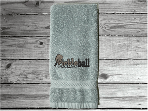 Gray Pickleball sports hand towel,  terry towel soft and absorbent 16" x 27", custom embroidered design, personalized sweat towel great gift for the whole teem. Wonderful gift for the active player you know - Borgmanns Creations 