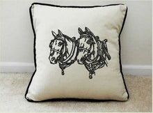 Load image into Gallery viewer, Farmhouse pillow cover - natural color pillow cover  - horse carriage teem throw pillow cover - will make the perfect decor for the farmhouse or country living family - embroidered custom wedding gift-  home decor. - Borgmanns Creations - 2
