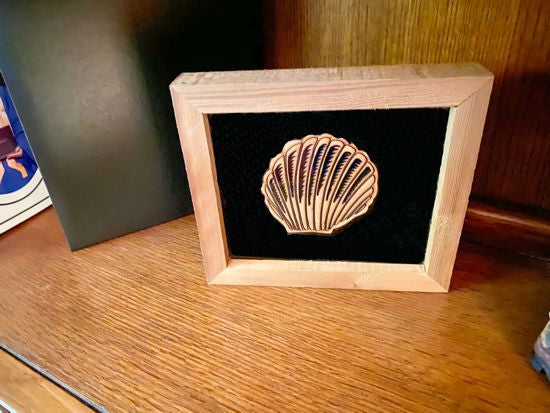 3D Shadow Box sea shell design -  nautical theme gift for the lake home - Laser cut form luan wood and placed in between a black piece of acrylic an a clear piece of acrylic -  framed with 1" wood - 7" x 8" - Borgmanns Creations 