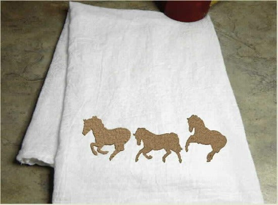 Horse tea towel flour sack 29" x 29" embroidered farmhouse kitchen decor, dish towel ranch house decor, pick your color for your kitchen. Order one for your best friend gift or give as a housewarming gift - Borgmanns Creations -22