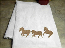 Load image into Gallery viewer, Horse tea towel flour sack 29&quot; x 29&quot; embroidered farmhouse kitchen decor, dish towel ranch house decor, pick your color for your kitchen. Order one for your best friend gift or give as a housewarming gift - Borgmanns Creations -22
