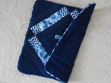 Load image into Gallery viewer, Throw pillow cover of a western gun and holster set will make a unique home decor gift for the western theme home. 20&quot; x 20&quot; blue denim material, a diamond shape blue and white fabric to set off the embroidered design, quilted top, piping around edge, blue backing for opening in back. Embroidered and quilted custom wedding gift for the new couple&#39;s gift -Borgmanns Creations 
