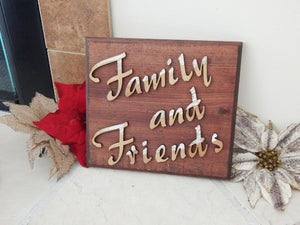 Wood wall hanging plaque - laser cut laun wood - glued to 1" beveled edge mahogany stained wood - farmhouse wood wall art - 10 1/4" x 9 1/4" -  Borgmanns Creations 