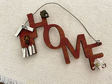 Load image into Gallery viewer, Red rustic wood sign, laser cut luan wood, acrylic paint, layered wood, flowers, 7&quot; H x 8&quot; W x 1 1/4&quot; D, hung by wire, wall hanging for the kitchen or the den a gift for mom to complete her decorations. A one of a kind, hangs on the wall or door, as a gift for your home, housewarming idea for a friend - Borgmanns Creations
