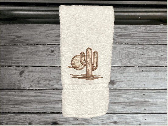 White Southwest hand towel, terry towel 16" x 30" - white towel 16" x 30" embroidered design makes a nice addition for your farmhouse bathroom decor, kitchen decor or for a guest bath. A wonderful wedding gift, shower gift, housewarming gift, birthday gift, etc. - Borgmanns Creations