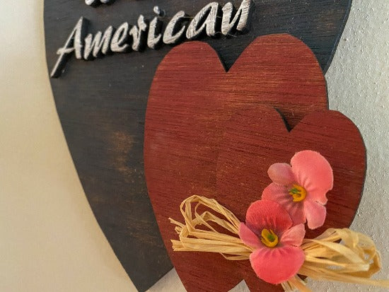 Holiday wood sign gift for mom - 3D wood wall hanging, laser cut Luan wood, 12" x 7 1/2" including wire hanger - letters cut from luan wood - painted with acrylic paint glued together, flowers to complete the wall art - one of a kind gift - Borgmanns Creations - 2